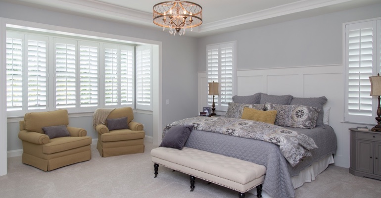 Interior shutters in Fort Myers bedroom.